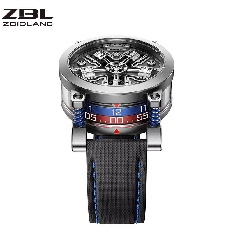 ZBIOLAND Armbanduhr Automatik, Edelstahl, Textil/NATO, Herren, Schwarz - Bild 2