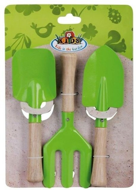 Dreiteiliges Gartenset für Kinder aus Holz in Grün von Kids in the Garden - Bild 1
