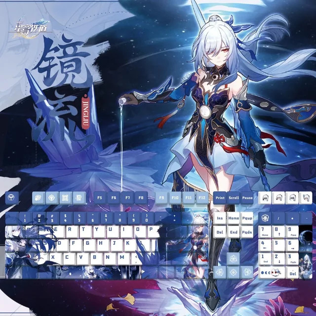 Jingliu Honkai Star Rail Keycap Set mit 128 Tasten aus PBT in Cherry Profil für mechanische Tastaturen mit MX Switches, transparent - Bild 1