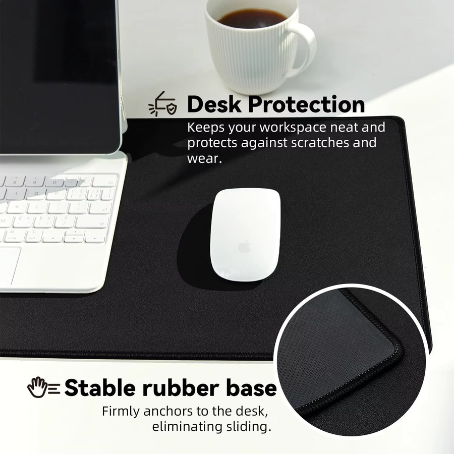 YSAGi Gaming-Mauspad in Schwarz mit genähten Kanten und rutschfester Gummibasis als Schreibtischunterlage für Home-Office und Gaming - Bild 4