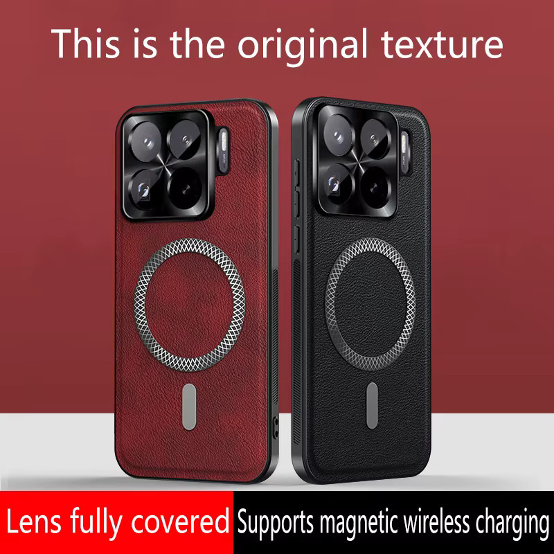 Magnetische Lederhülle für Xiaomi Mi 17T Pro und 17T in Schwarz mit MagSafe-Kompatibilität und Metall-Kameraschutz - Bild 1