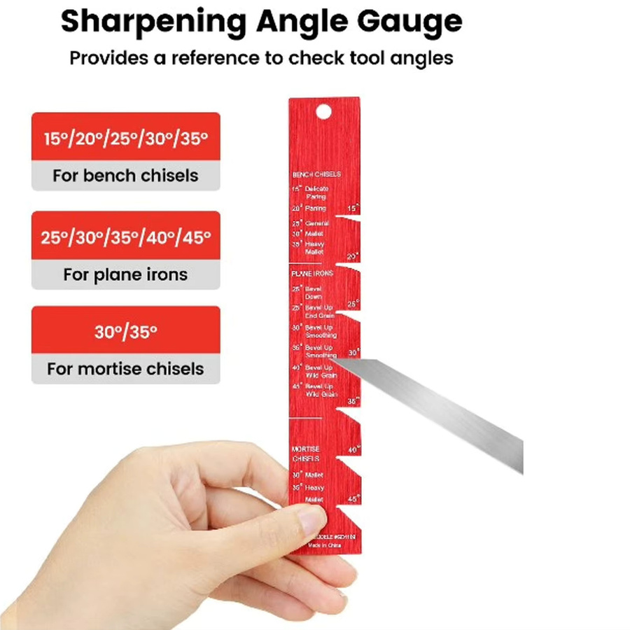 ESTINK Meißelschärfsystem aus Aluminiumlegierung in Rot für Messer und Meißel mit 15 bis 45 Grad Winkelbefestigung - Bild 2