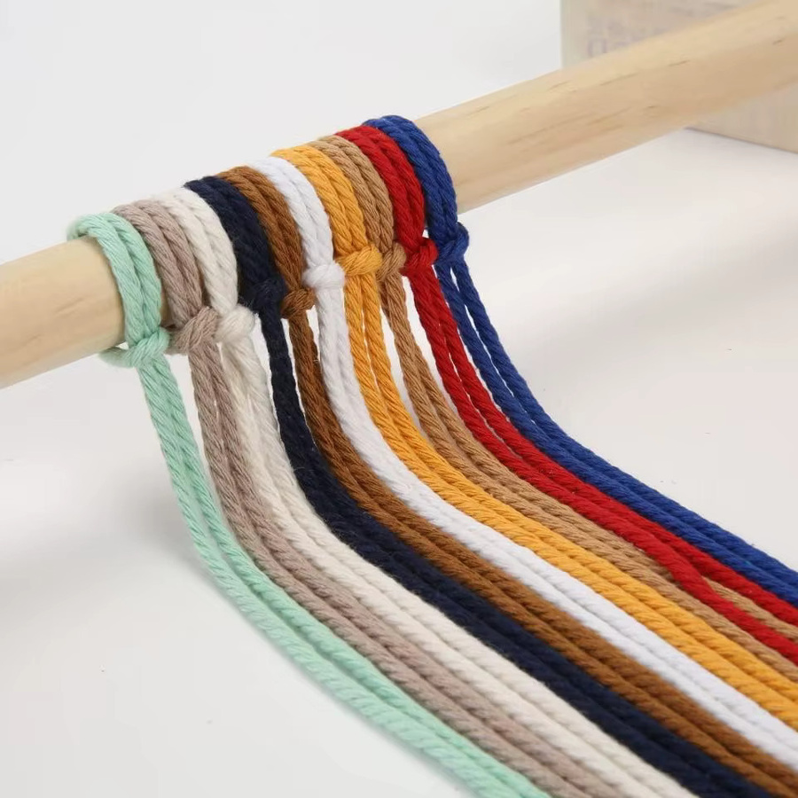 Natürliche Makramee-Schnur aus 100 % Baumwolle in Blau und Mehrfarbig, 100 m Länge, ideal zum Basteln und für Boho-Dekorationen - Bild 2