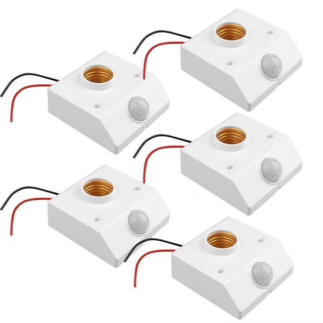 5er Set YJMP E27 PIR Bewegungssensor Lampensockel mit Infrarot Sensor in Weiß für LED-Leuchtmittel - Bild 1