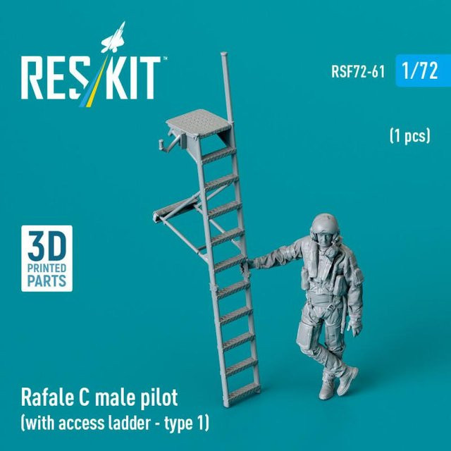 ResKit Models Rafale C, Male pilot with access ladder, Einzelfigur, 1-teiliges Set, 1:72 - Bild 1