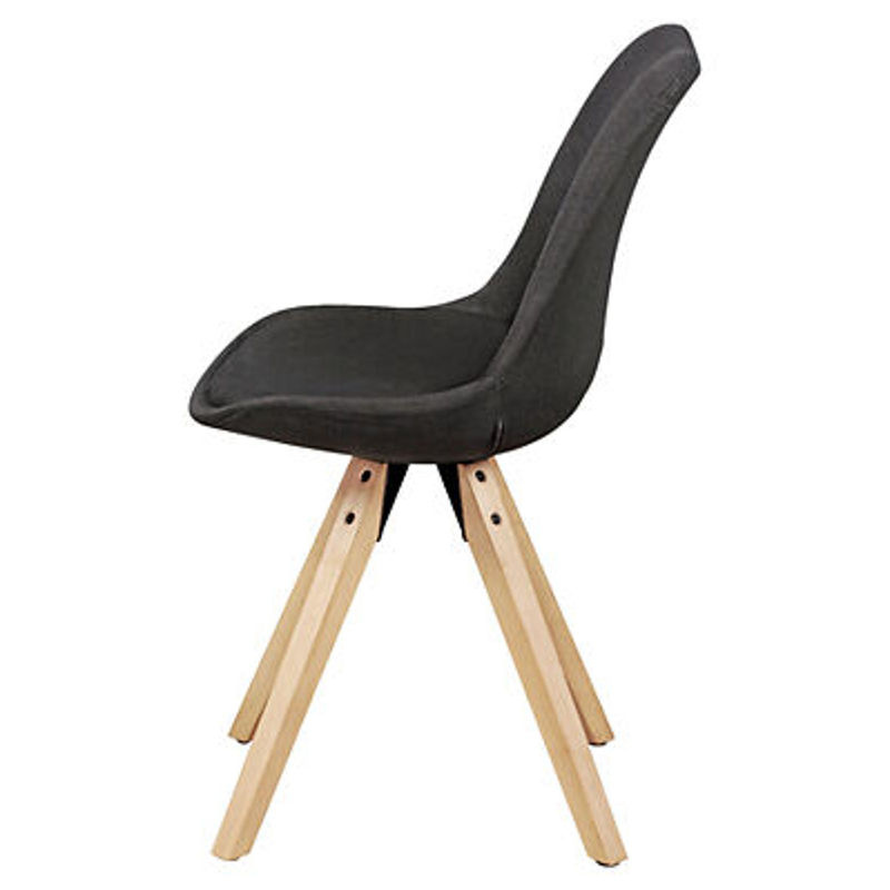 Wohnling 2er-Set Stühle im skandinavischen Design aus grauem Stoff und Hevea-Holz, B/H/T: 49 x 87 x 52 cm - Bild 2