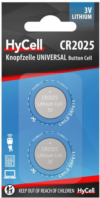HyCell Knopfzelle CR 2025, 2er Blister, Silber - Bild 1