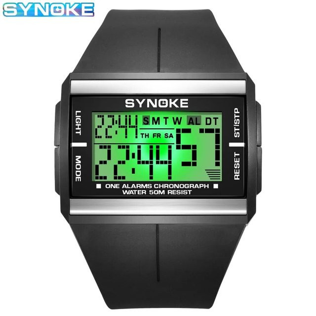 SYNOKE Digitaluhr, Schwarz, Kunststoff, Herren - Bild 1