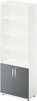 Schäfer Shop Select Kombischrank LOGIN mit 4 Regalböden und 2 Türen, weiß/graphit, B/T/H: 80 x 42 x 224 cm - Bild 1