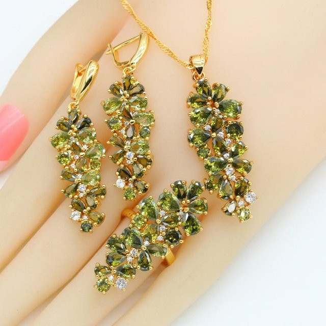 YIRAN Schmuck-Set, Kupfer, Gold, Zirkonia, Unisex - Bild 1