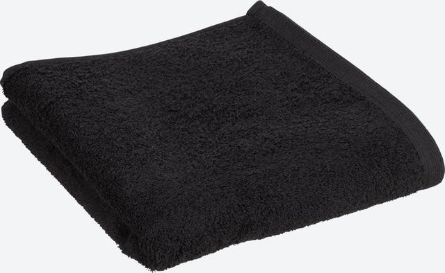 NKD Premium Frottee-Handtuch aus 100% Baumwolle in Schwarz mit Bordüre und Aufhängeschlaufe, Breite: 50 cm, Länge: 100 cm - Bild 1
