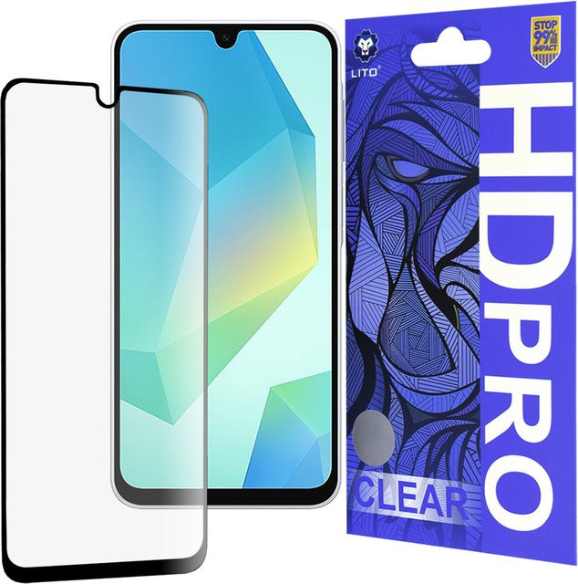 Lito HD Pro Clear Displayschutzfolie aus gehärtetem Glas für Samsung Galaxy A16 5G (A166) und Samsung Galaxy A16 4G (A165), Vollkleber, Schwarz/Transparent - Bild 1