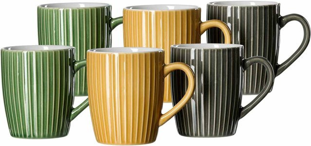 Ritzenhoff & Breker Henkelbecher Umea Keramik gestreift Multicolor 6er Set 350 ml - Bild 1