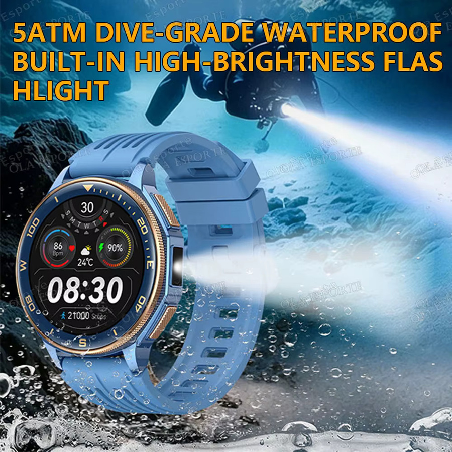 Ola Esporte Smartwatch für Herren in Blau mit 1,43 Zoll AMOLED-Display, integriertem GPS, Kompass, Bluetooth-Anruffunktion und 10 ATM Wasserdichtigkeit - Bild 5