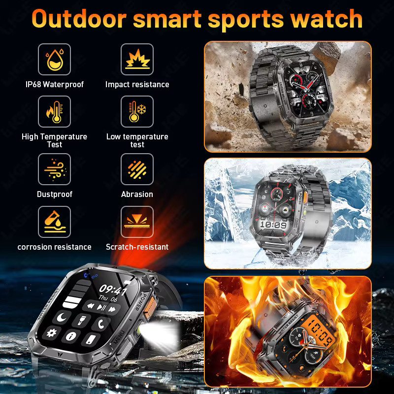 LIGE Smartwatch, Schwarz, Edelstahl, Silikon, Herren - Bild 6