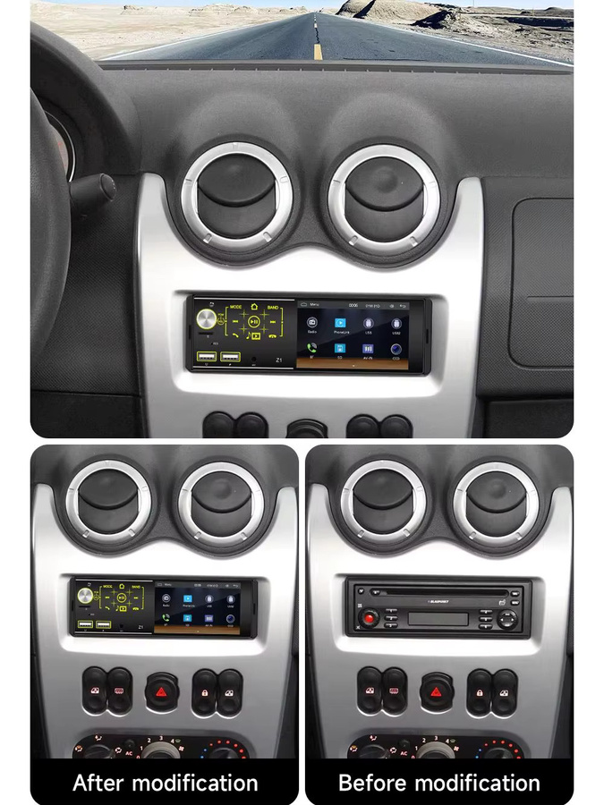 BQCC 1DIN MP5 Auto-Player mit Bluetooth, Apple CarPlay, Android Auto, USB und SD-Karten-Unterstützung, 4,1 Zoll, Schwarz - Bild 7