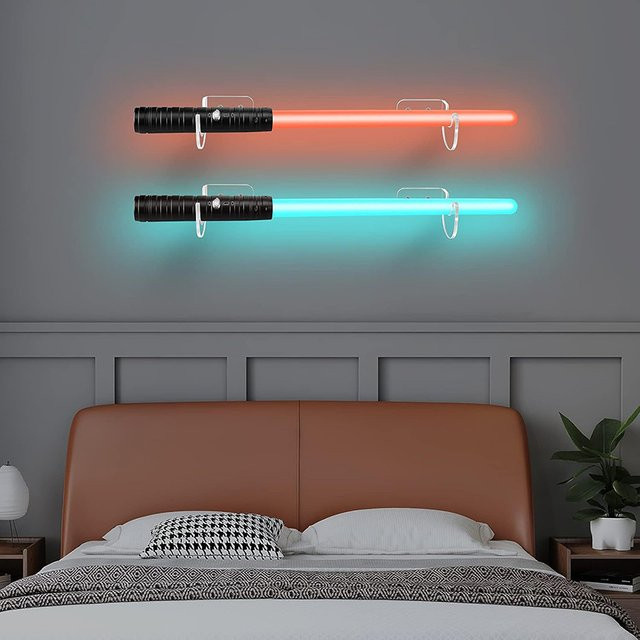 KOQZM 2er-Set Acryl Schwerter Wandhalterung für Lichtschwerter und Spielzeug, Transparent und Schwarz - Bild 1