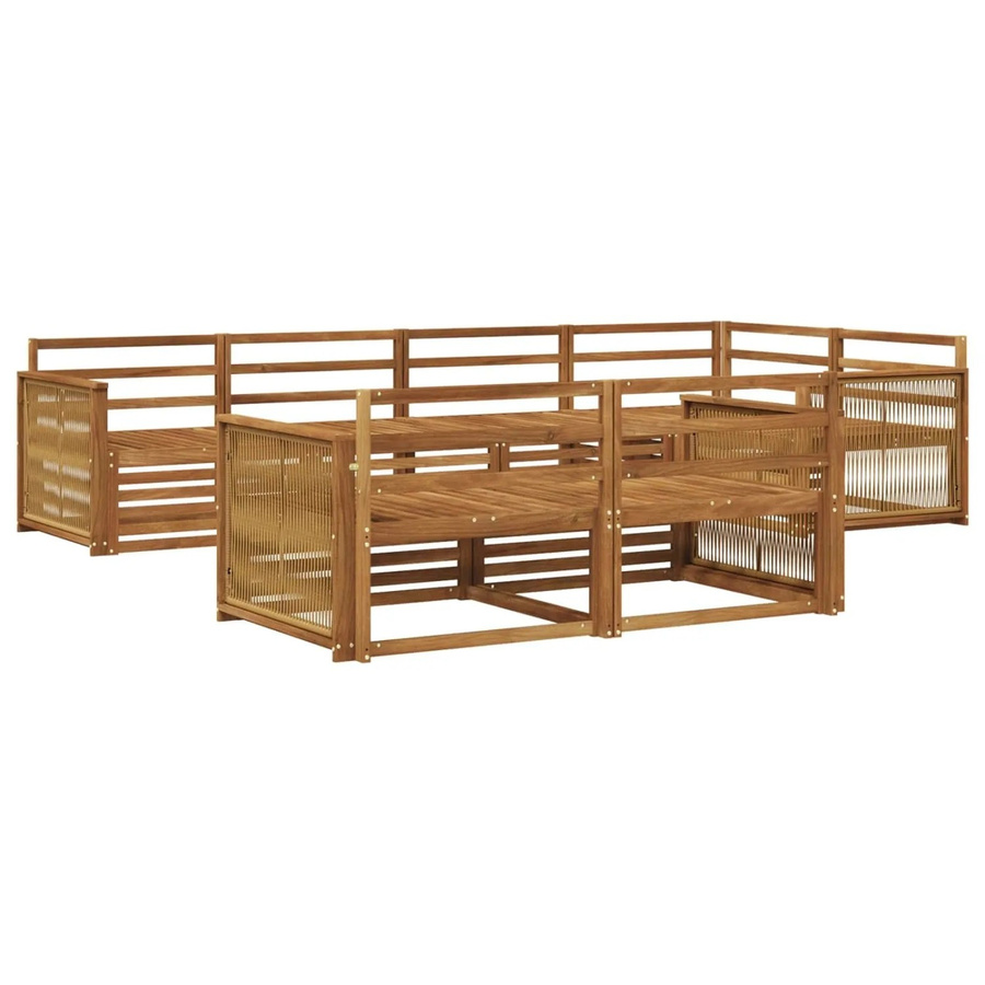 vidaXL Outdoor-Sofagarnitur aus Akazienholz in Braun, 7-teiliges L-Shape Set mit Polstern - Bild 2