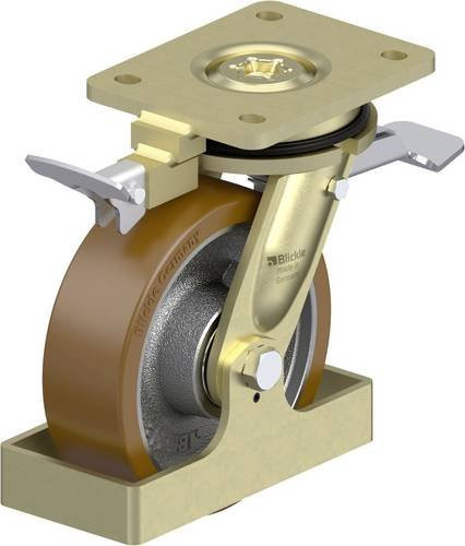 Blickle Schwerlast-Lenkrolle LS-GB 160K-ST-RI4-FS aus verzinktem Stahl mit 800 kg Tragfähigkeit und 160 mm Rad-Durchmesser - Bild 1