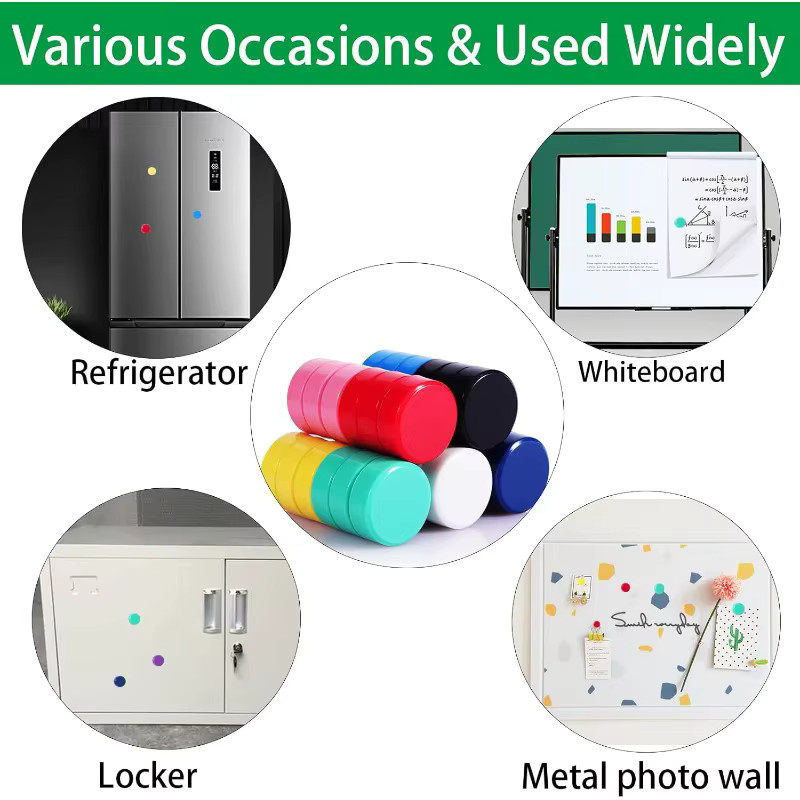 Mini Starke Kühlschrankmagnete aus Kunststoff in Multicolor für Whiteboard, Schließfach und Karten, ideal für Küche, Büro und Schule - Bild 3