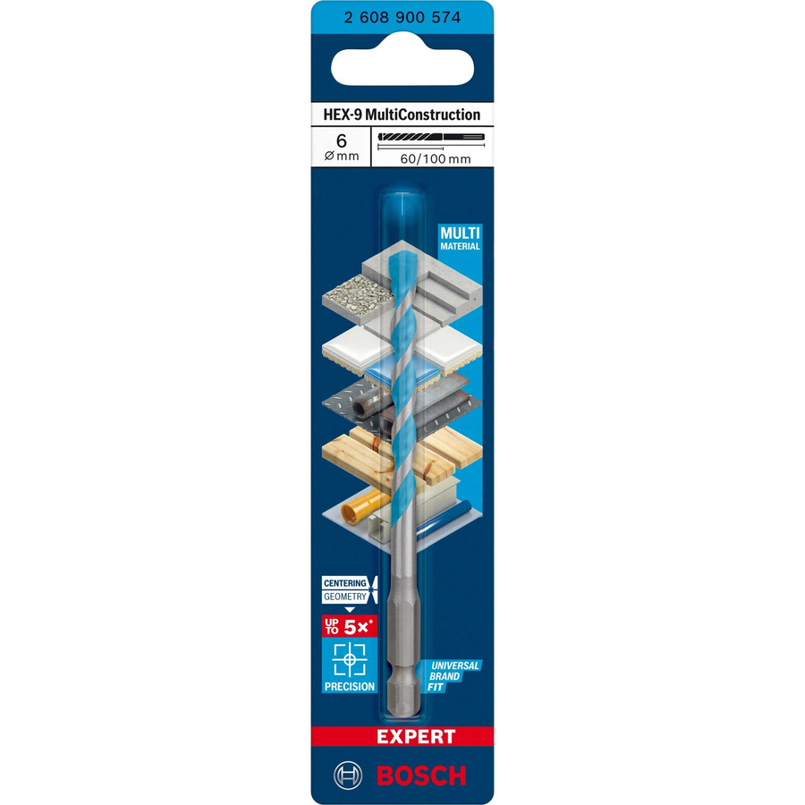 Bosch Expert HEX-9 MultiConstruction Bohrer mit Carbide-Spitze für Dreh- und Schlagbohrer, Durchmesser: 6 mm, Länge: 60 mm, Gesamtlänge: 100 mm - Bild 3