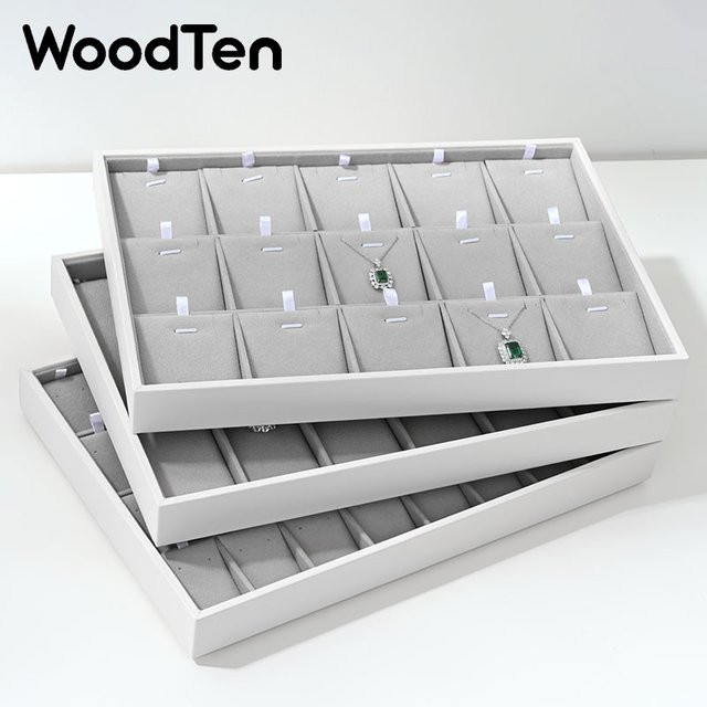 WoodTen Samt-Schmuckschale als stapelbarer Organizer für Ringe, Ohrringe, Anhänger und Halsketten - Bild 1