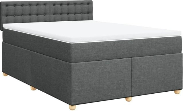 vidaXL Boxspringbett mit Matratze Dunkelgrau B/T/H: 140 x 200 x 100,5 cm mit USB-Anschluss und Unterbettbeleuchtung - Bild 1