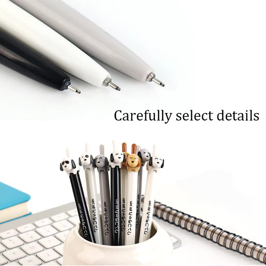 MROOFUL Druckknopf-Gelstift-Set mit kreativem Tier-Hund-Design und schwarzen Tintenpatronen - Bild 2