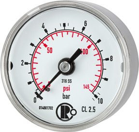 Riegler Standardmano Druckmesser aus CrNi-Stahl in Silber, G 1/4 hinten zentr., Messbereich 0 - 60,0 bar, Durchmesser 50 mm - Bild 1