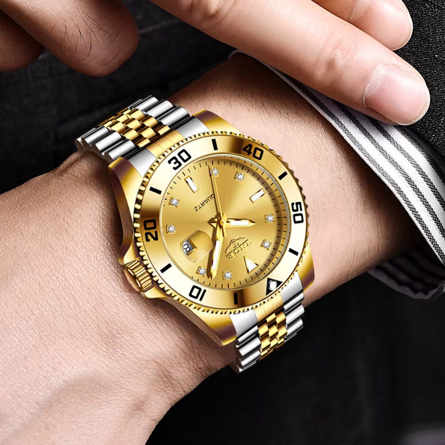 LIGE Armbanduhr Edelstahl, Quarz, Herren, Gold - Bild 4