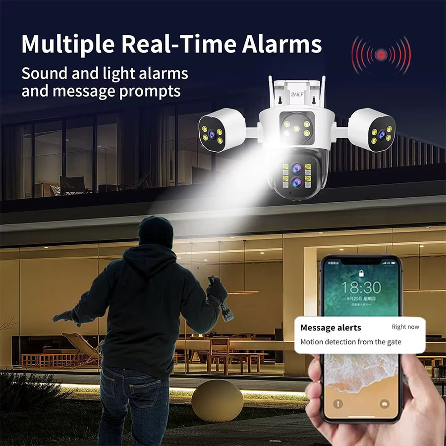 Sherway 6K Outdoor WLAN-Sicherheitskamera mit 15MP Drei-Linsen-Technologie, PTZ-Funktion, 10-fach Zoom und KI-gestützter automatischer Erkennung und Verfolgung in Weiß - Bild 4