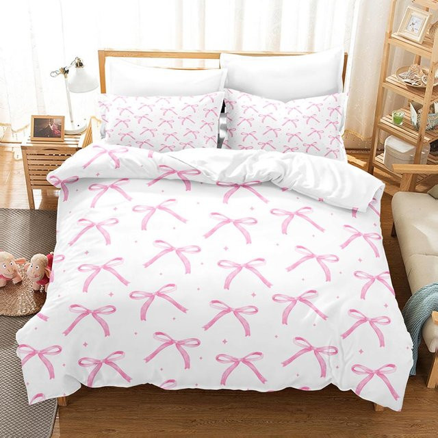Binchi Fitness Bettwäscheset mit Schleifen-Design, weiß, Microfaser, B/H: 135 x 200 cm - Bild 1