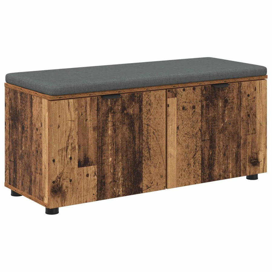 vidaXL Flurbank aus Altholz in Braun mit Kissen, Regal und Tür für den Flur, B/T/H: 100 x 38 x 46 cm - Bild 2