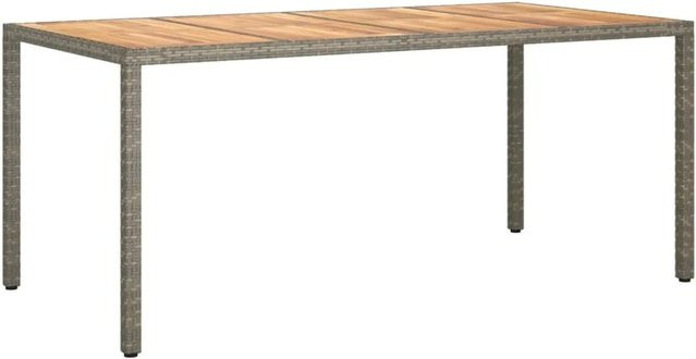 vidaXL Gartentisch aus Polyrattan und Akazienholz in Grau, B/T/H: 190 x 90 x 75 cm - Bild 1