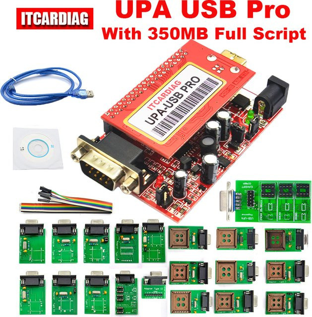 ITCARDIAG UPA USB Pro V2.0 Programmierer für ECU Chip Tuning mit 350MB Script, EEPROM Adapter und NEC Funktionen, Farbe: Rot - Bild 1