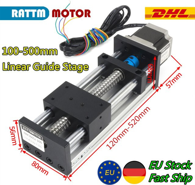 RATTMMOTOR SFU1605 Kugelumlaufspindel mit 16 mm Linearführung und Bewegungsmodul für CNC Schienentisch, Farbe: Silber - Bild 1