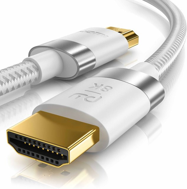 Primewire HDMI 2.1 Kabel 8K High Speed mit Ethernet und ARC in Weiß/Silber, Länge: 10 m - Bild 1