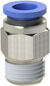 Riegler Gerade Steckverschraubung Blaue Serie aus Messing, R 1/4 a., für Schlauch-Ø 12 mm, Blau - Bild 1