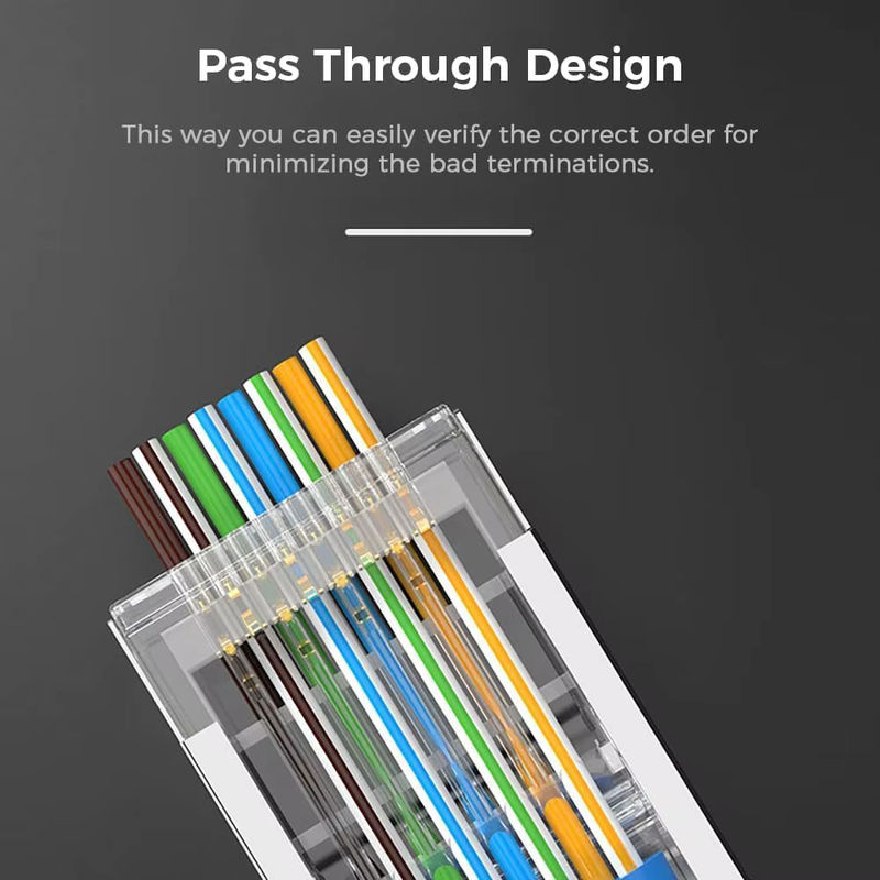 ZOERAX RJ45 Pass Through Modularstecker Cat6 und Cat5E, vergoldet, Multicolour - Bild 5