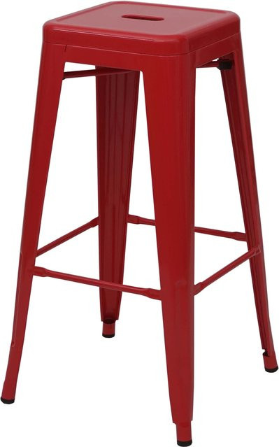 Stapelbarer Barhocker MCW-A73 im Industriedesign aus Metall, Farbe Rot - Bild 1