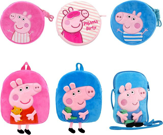 E-STRONG Peppa Pig Plüsch-Rucksack, Umhängetasche, rosa - Bild 1