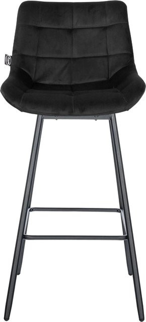 DELUKE 4er Set Barhocker VISEN aus Samt in Schwarz, drehbar mit Lehne, B/T/H: 49 x 56 x 105 cm - Bild 1