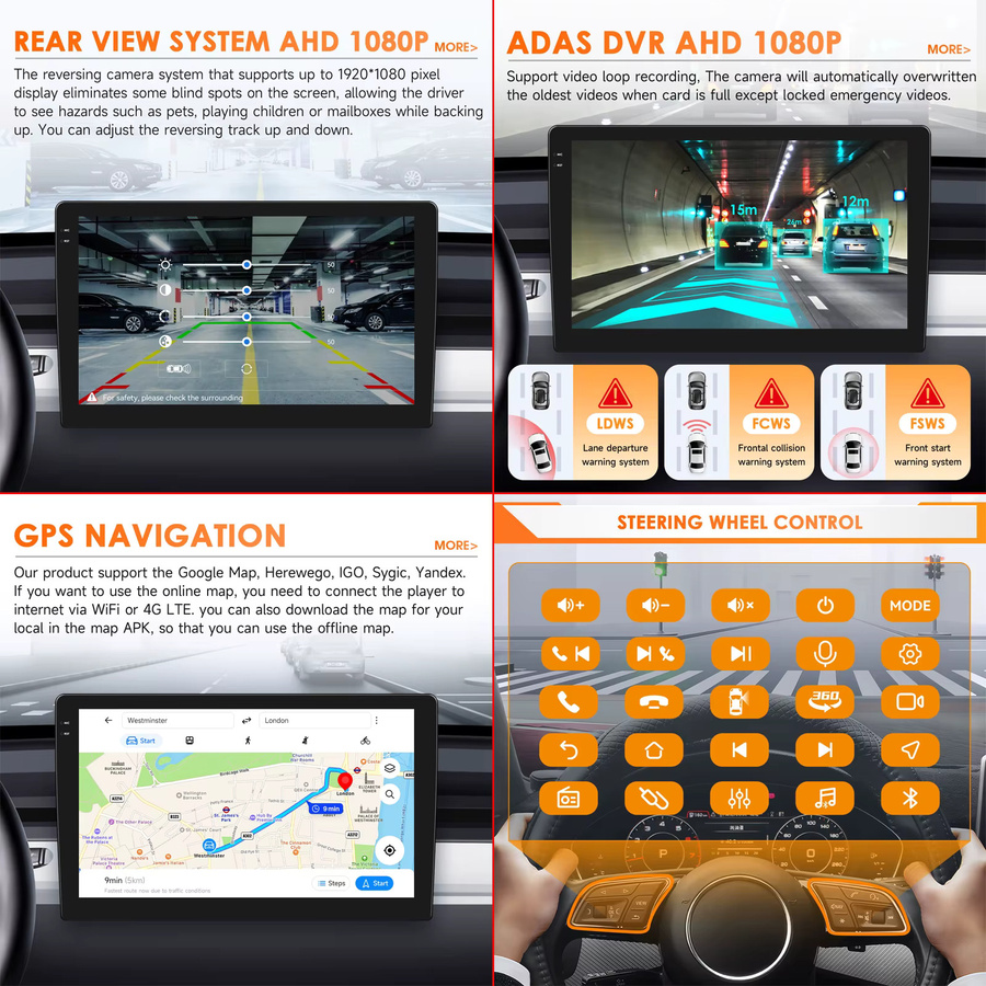 Hizpo Android 14 Auto-Multimedia-Player für Mercedes-Benz Vito und Viano W639 (2003 - 2015) mit Carplay, 360-Grad-Kamera und Snapdragon 6115, Schwarz - Bild 4