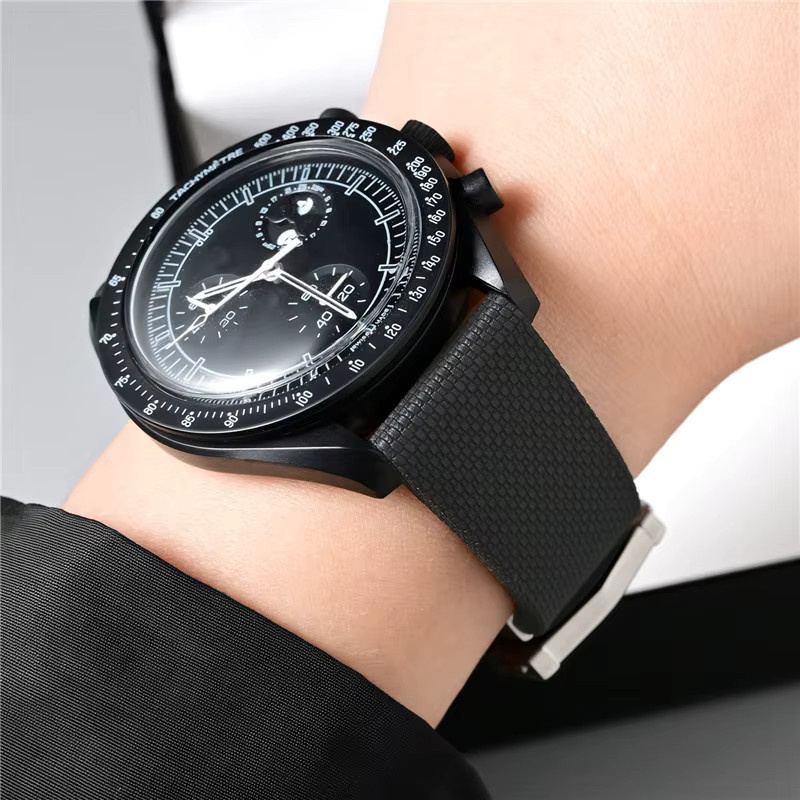 strapfreak Uhrenarmband Fluorkautschuk, Schwarz, Unisex, 20 mm - Bild 3