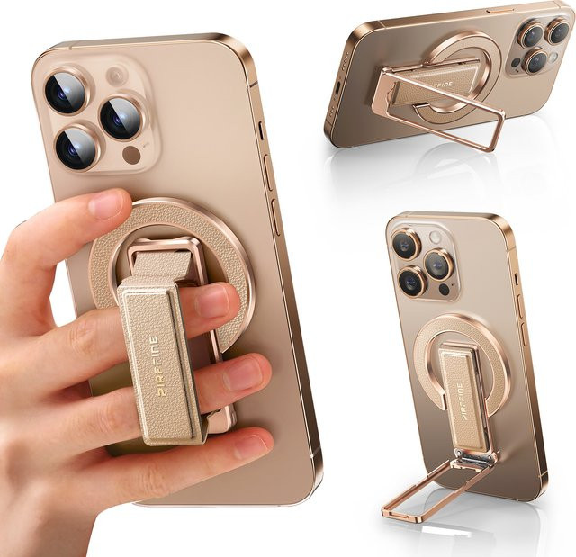 Oatsbasf Magnetischer Handygriff Elegant Vibe in Gold, Winkelverstellbarer Handy-Ringhalter und Fingerringständer für iPhone, Samsung und Google - Bild 1
