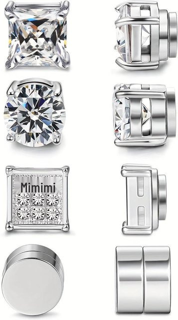 FashionFlair Ohrstecker Set, Edelstahl, Zirkonia, Weiß, Unisex - Bild 1