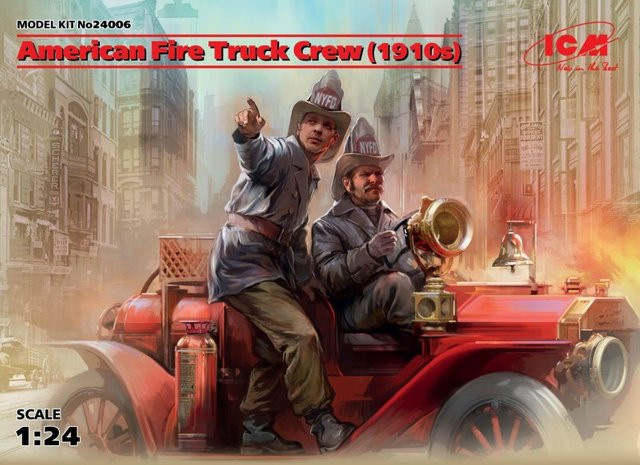 ICM American Fire Truck Crew (1910s), Fahrzeug, 1:24, 2-teiliges Set - Bild 1