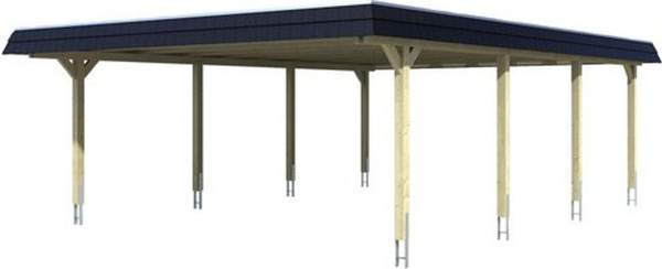 SKANHOLZ Carport Wendland in Braun mit einer Breite von 630 cm und einer Tiefe von 879 cm