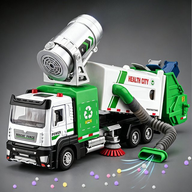 MAKEDA Vakuum-Kehrmaschinenfahrzeug, Urbaner Anti-Dunst-LKW, Modellauto, 1:32, Metall, Gummi - Bild 1
