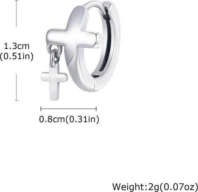 Lucky Star Jewelry Creolen, Edelstahl, Kreuz, Zirkonia, Schwarz, Herren - Bild 1
